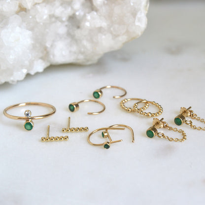 14k Emerald Arch Earrings