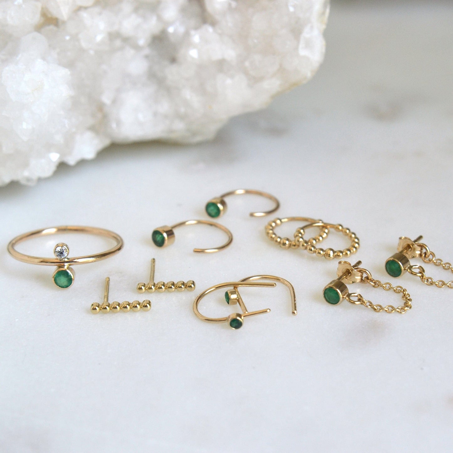 14k Emerald & Diamond Ring
