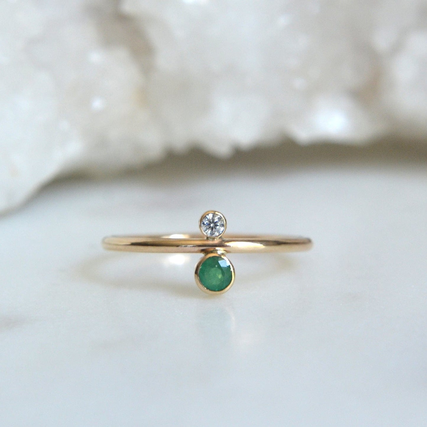 14k Emerald & Diamond Ring
