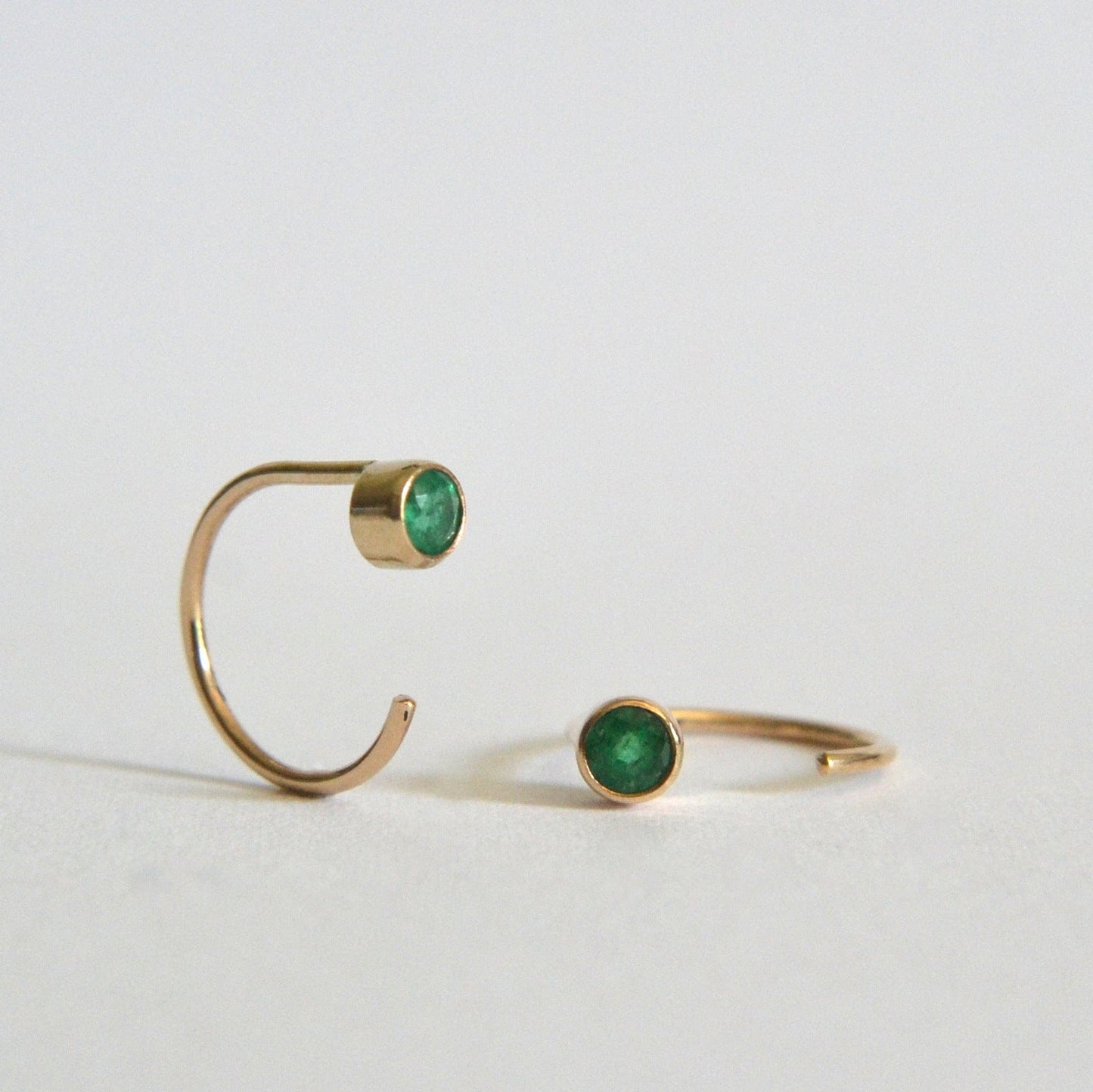 14k emerald huggie hoop