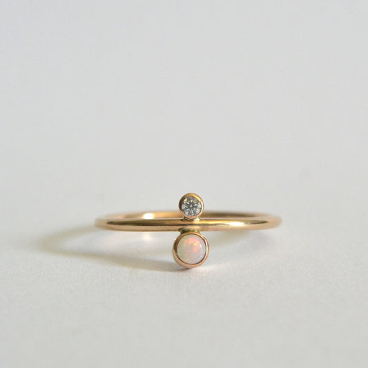 14k Opal & Diamond Ring