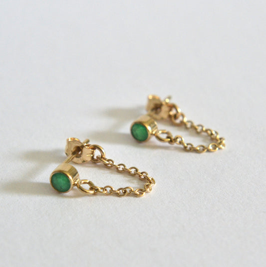 14k emerald chain earrings