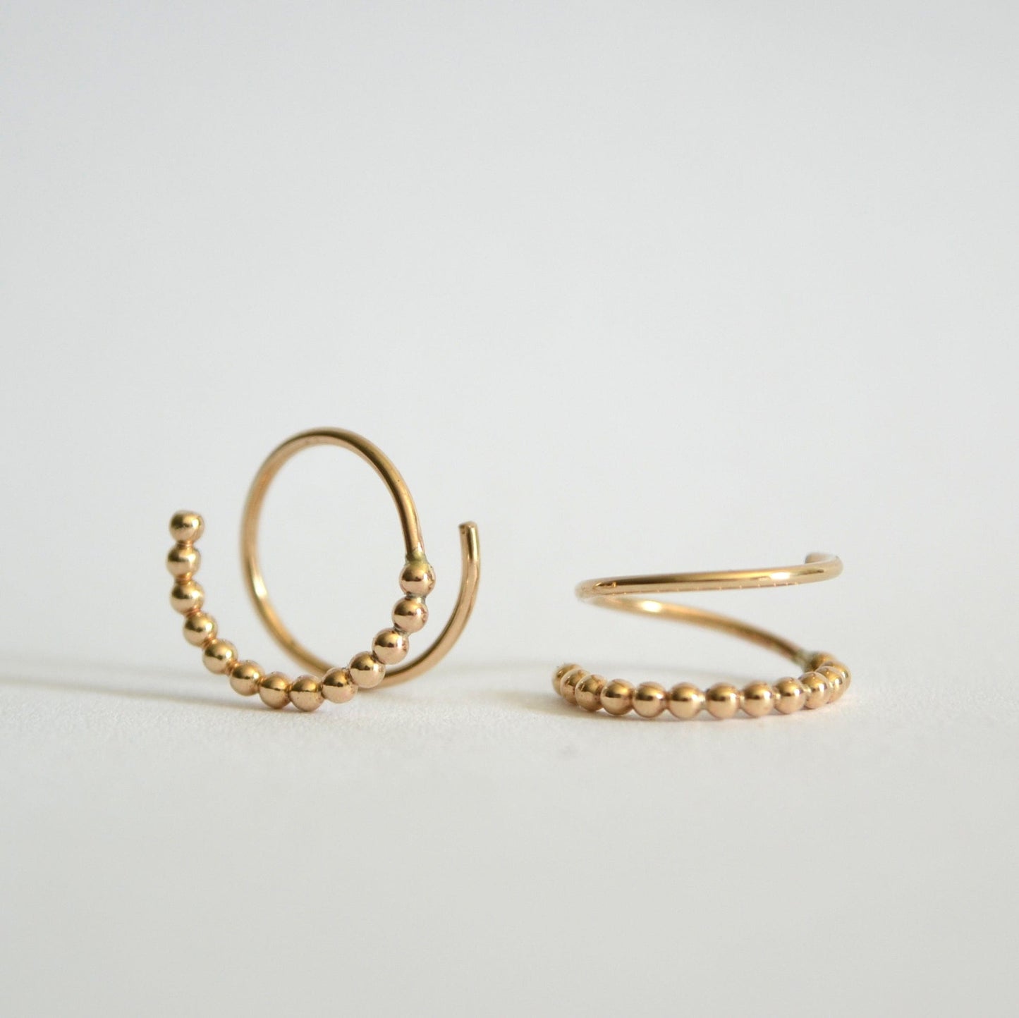 14k Illusion Bead Huggies