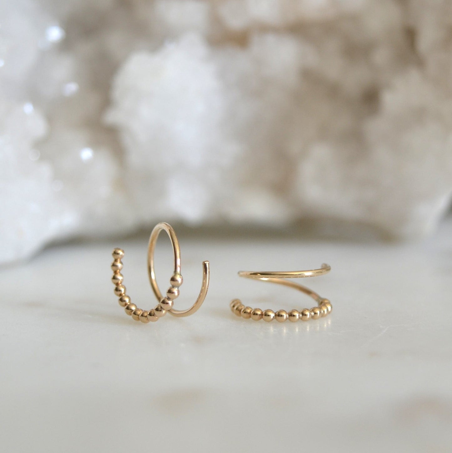 14k Illusion Bead Huggies