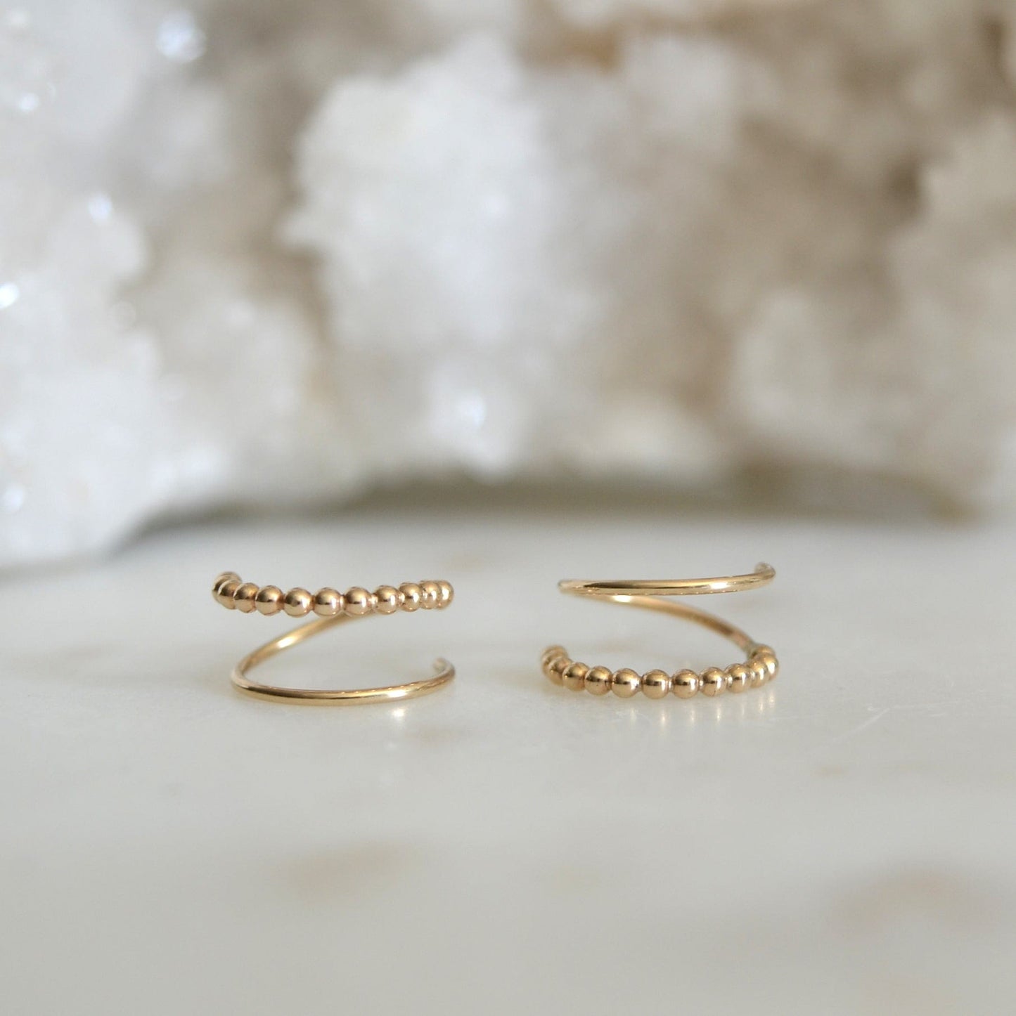 14k Illusion Bead Huggies