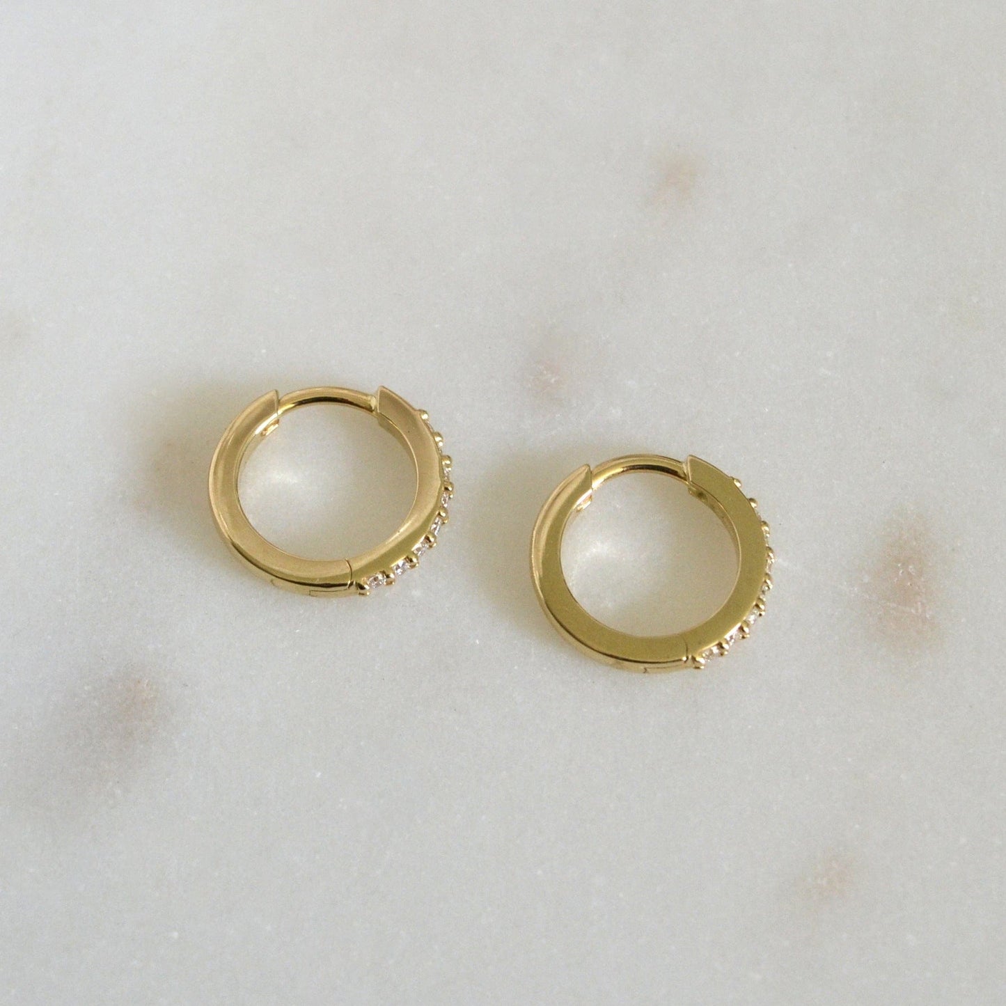 14k Diamond Hoops