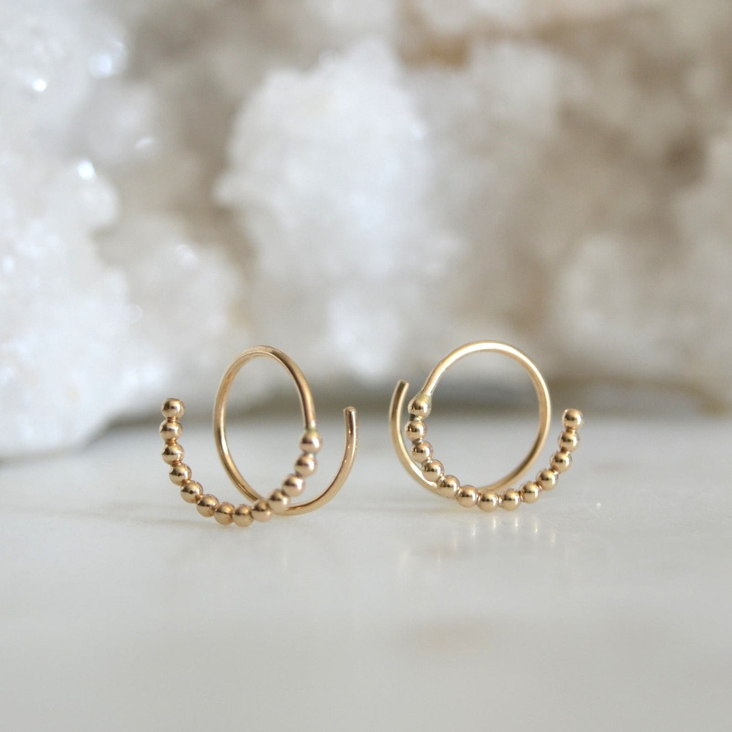 14k Illusion Bead Huggies