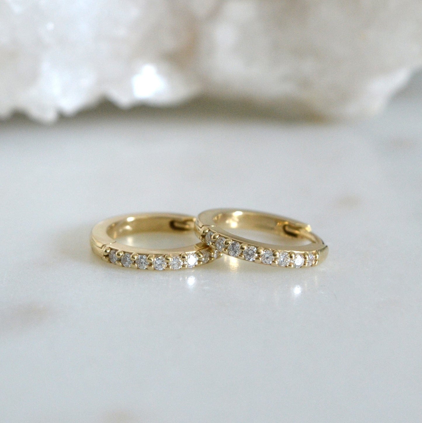 14k Diamond Hoops