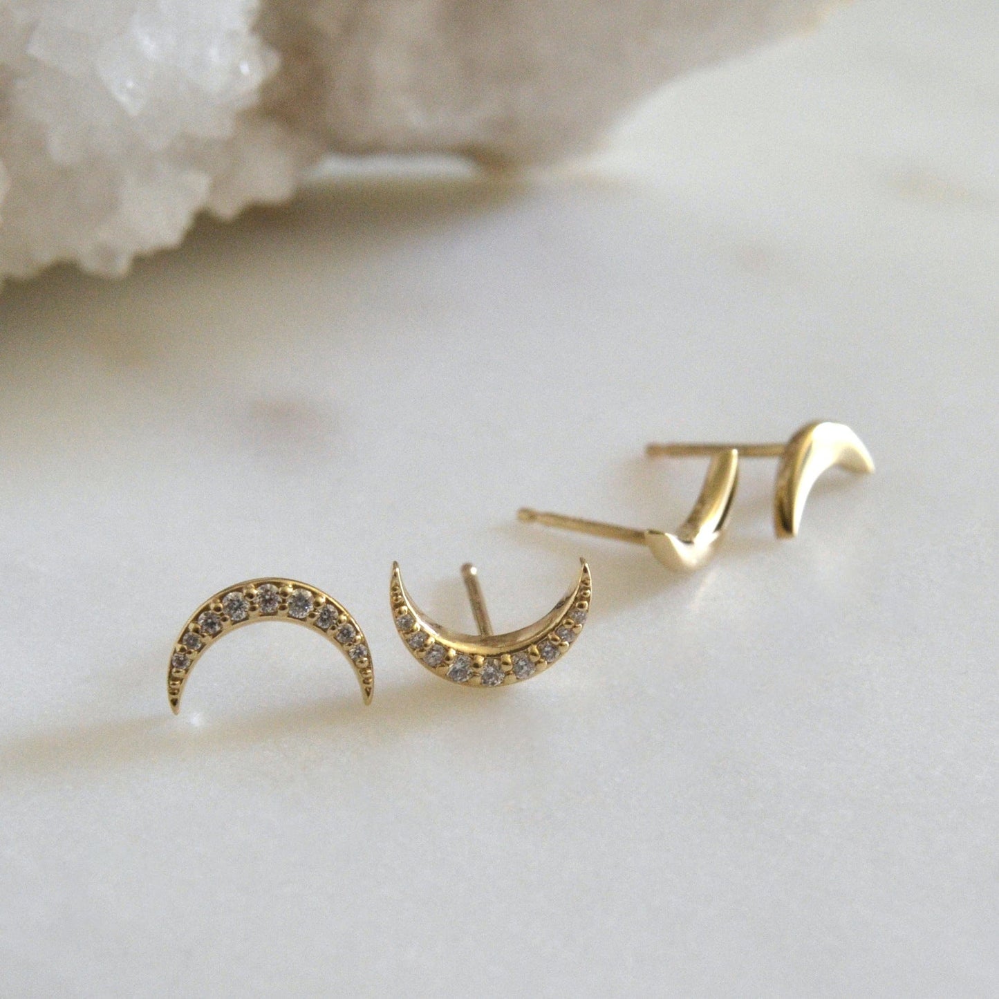 14k Moon Studs