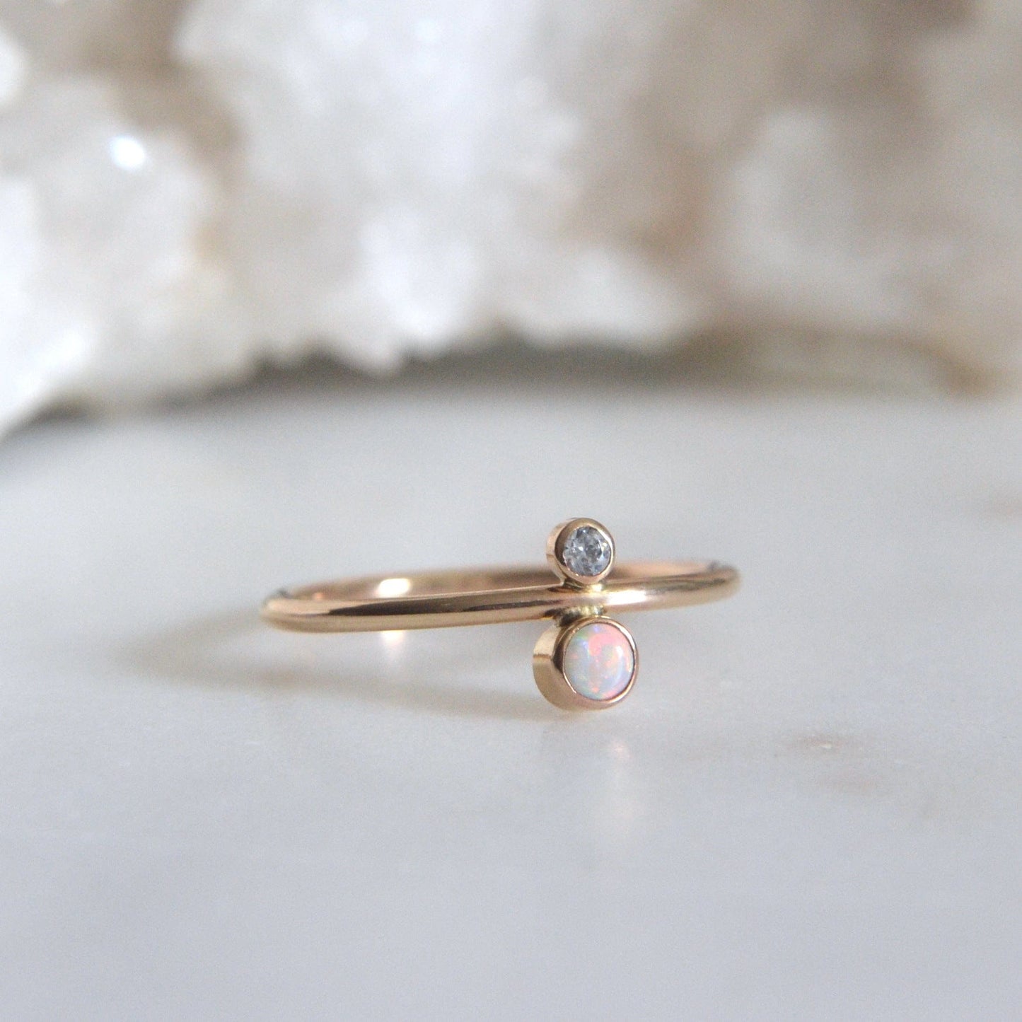 14k Opal & Diamond Ring