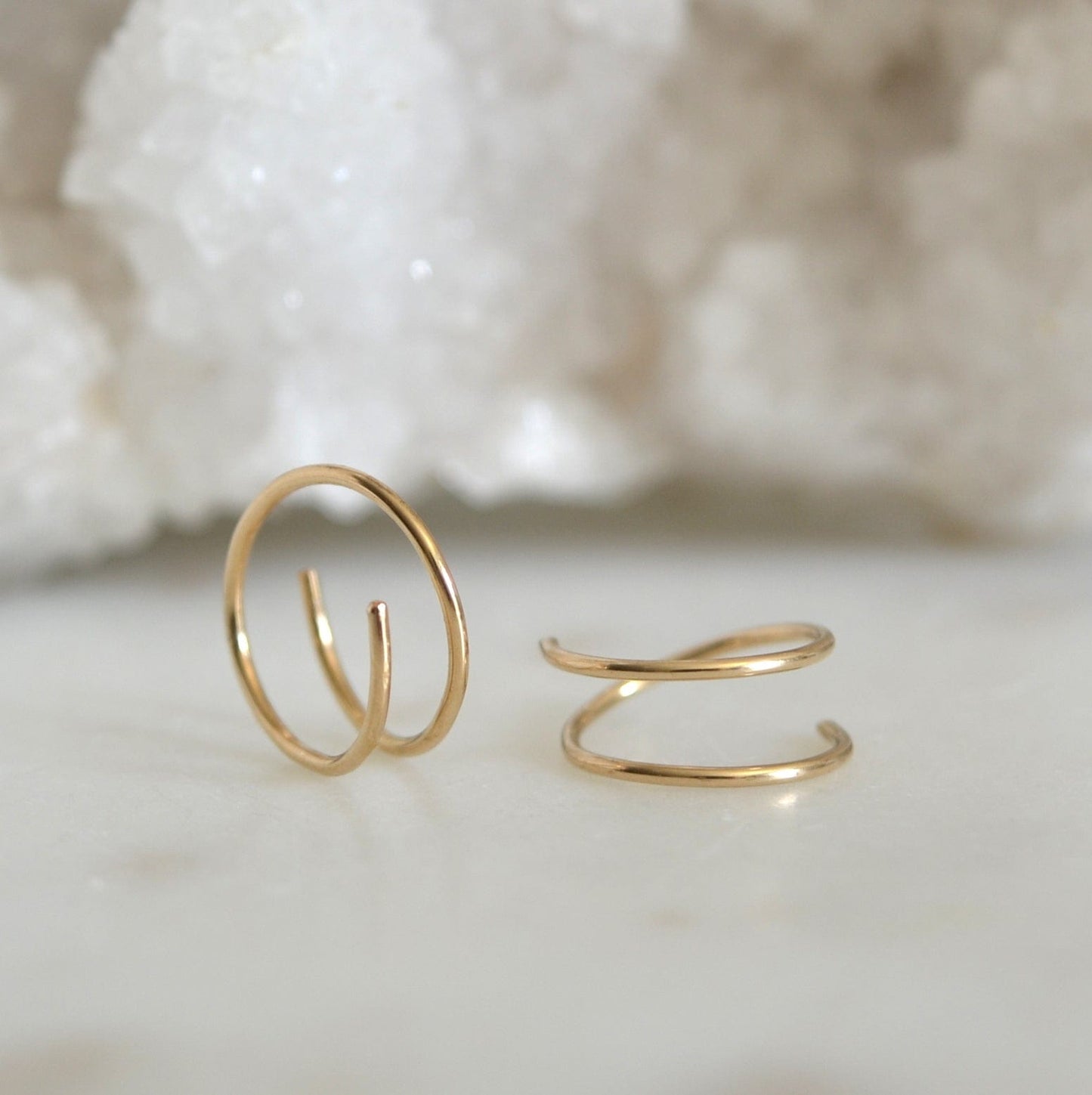 14k Illusion Huggies
