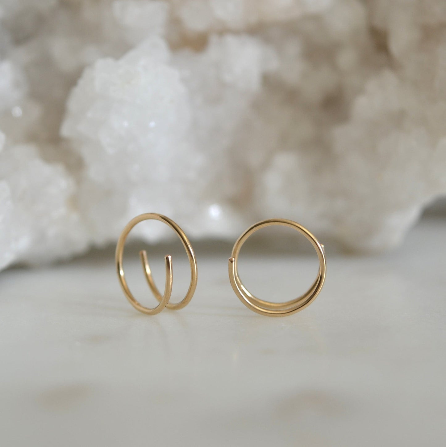 14k Illusion Huggies
