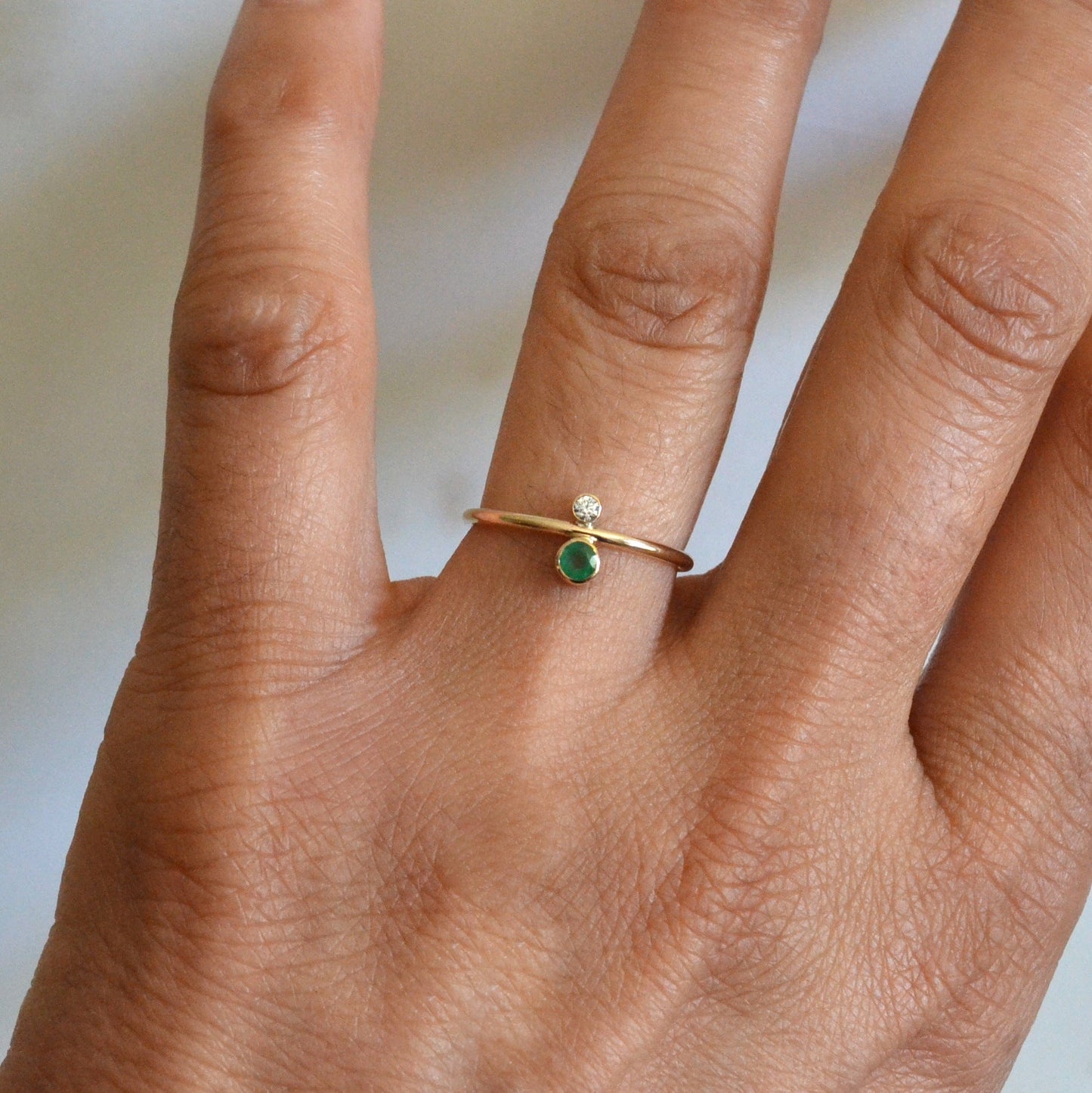 14k Emerald & Diamond Ring