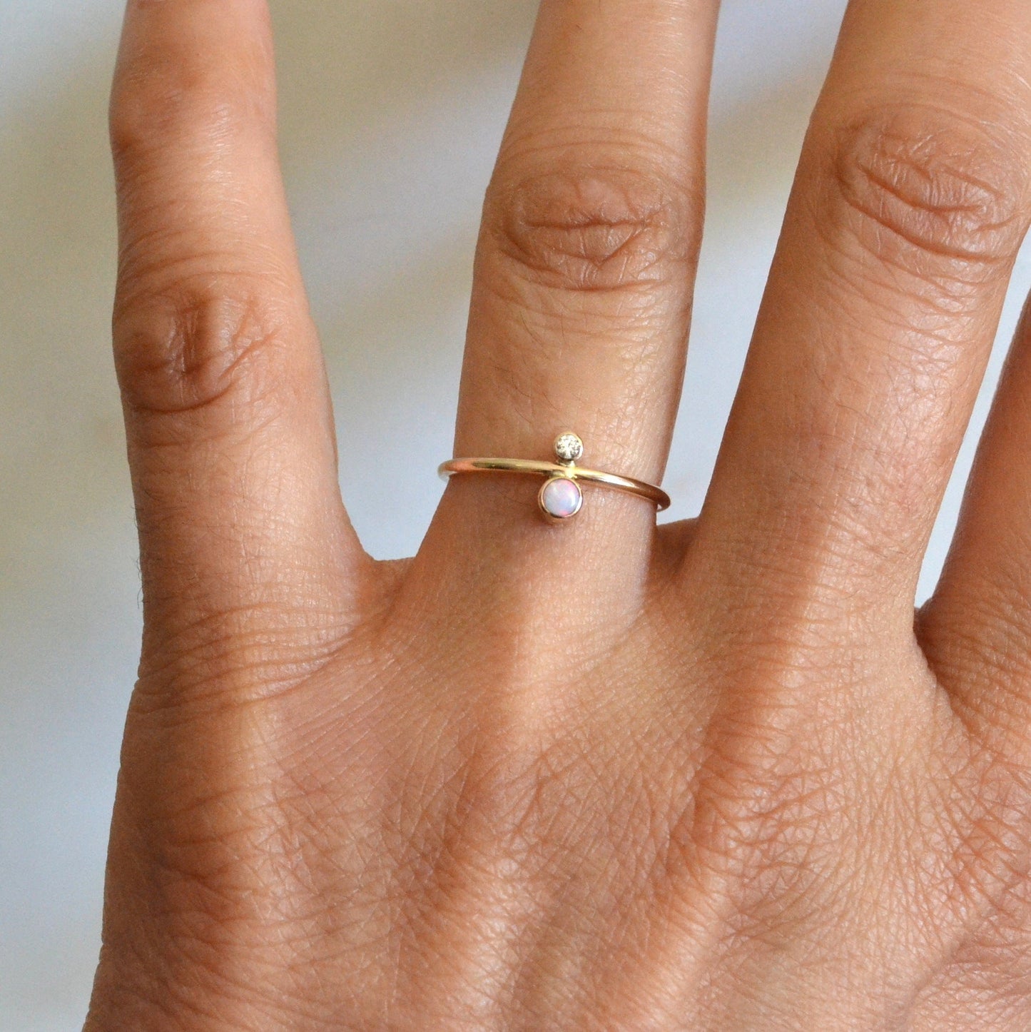 14k Opal & Diamond Ring