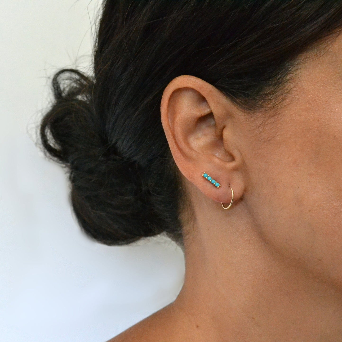 14k Turquoise Bar Earrings
