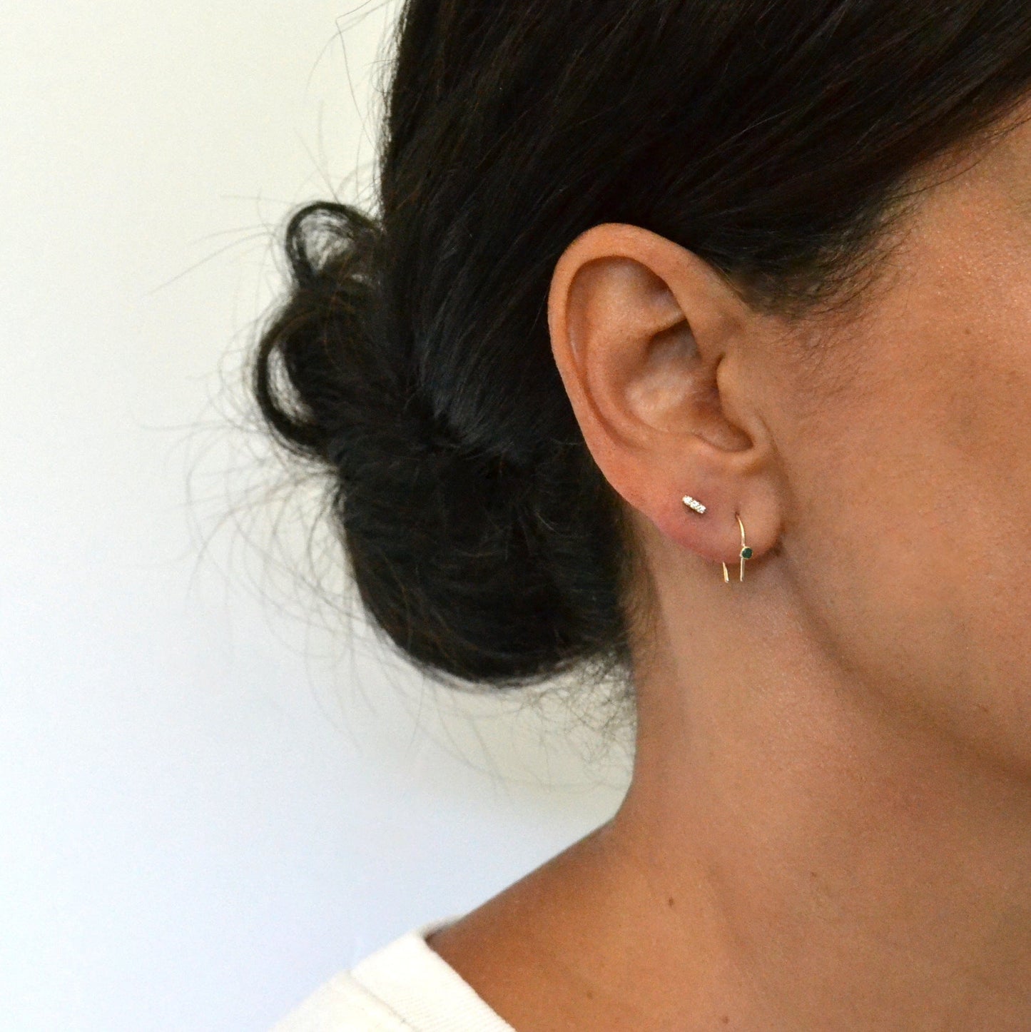 14k Emerald Arc Earrings
