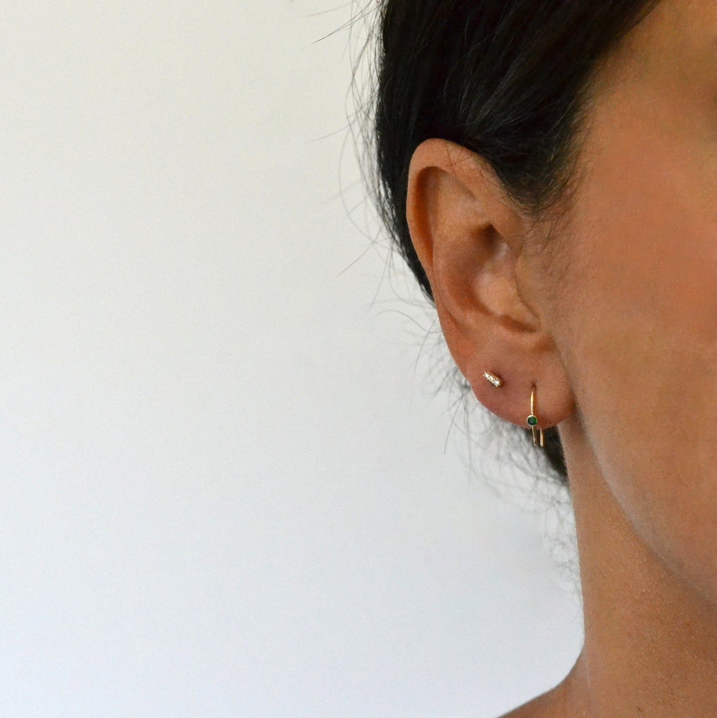 14k Emerald Arc Earrings