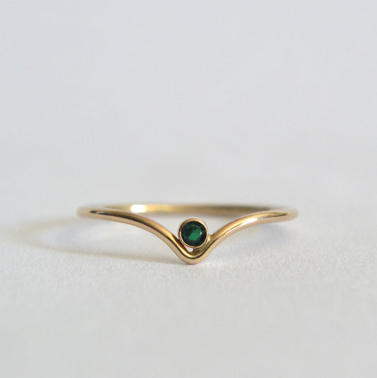 Chevron Emerald Ring
