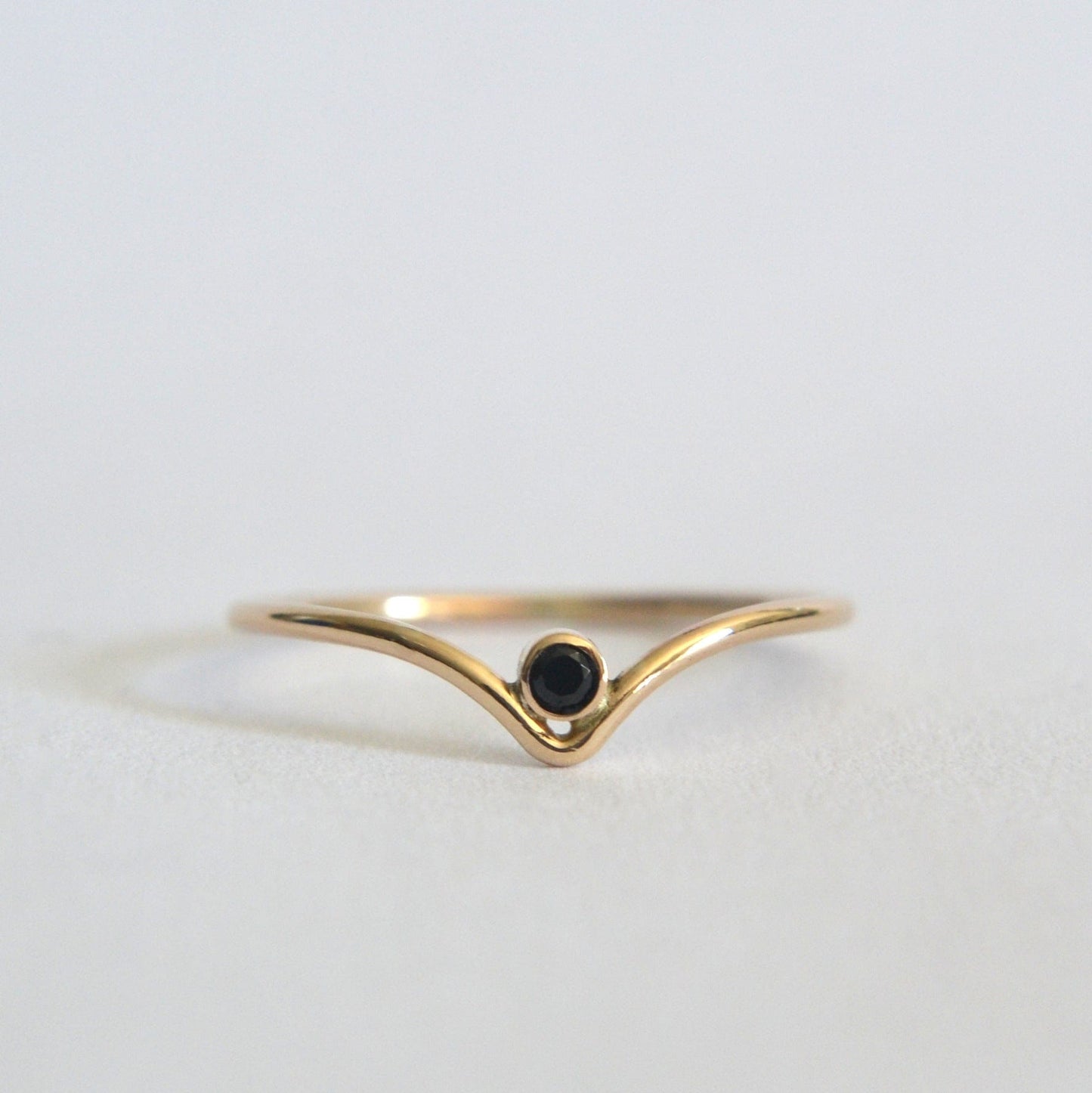 Chevron Black Spinel Ring