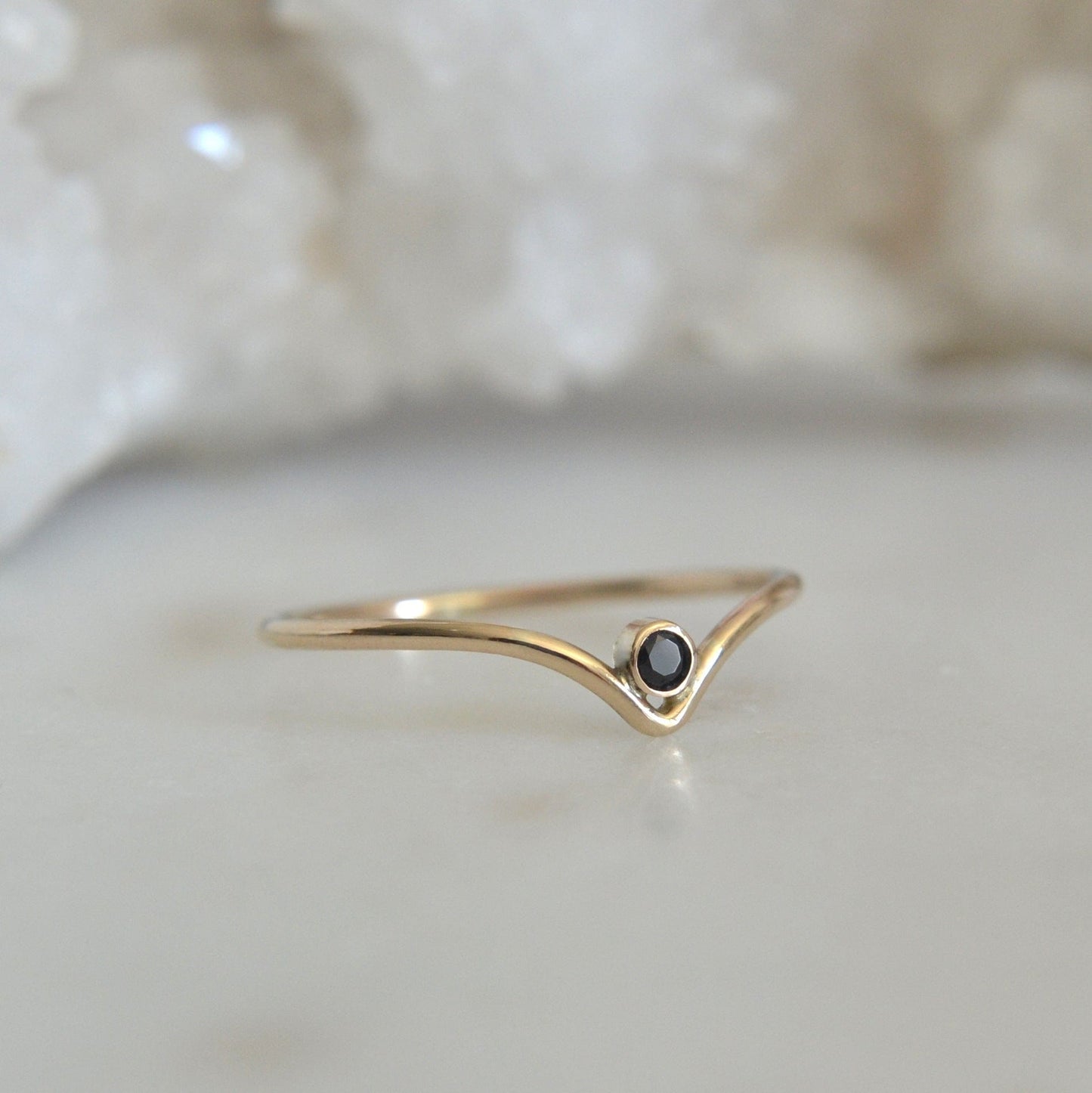 Chevron Black Spinel Ring