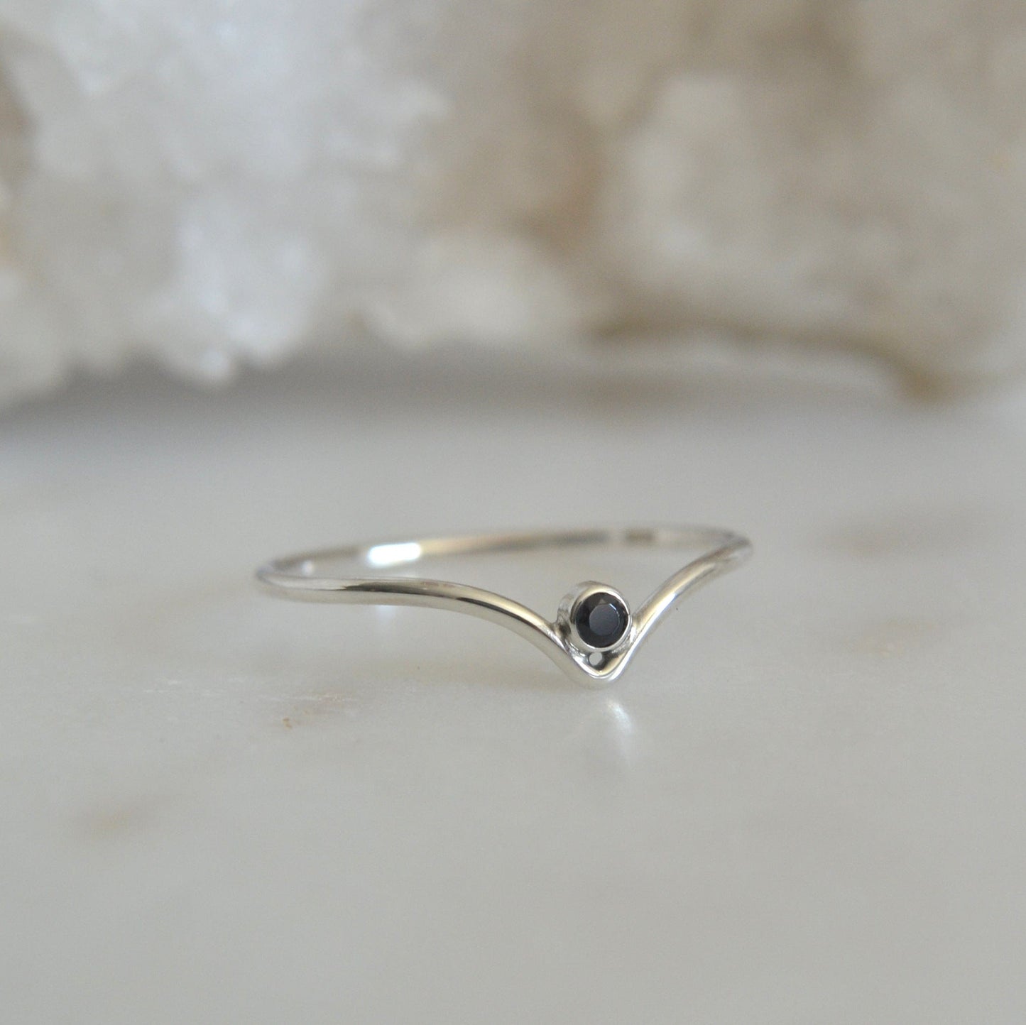 Chevron Black Spinel Ring