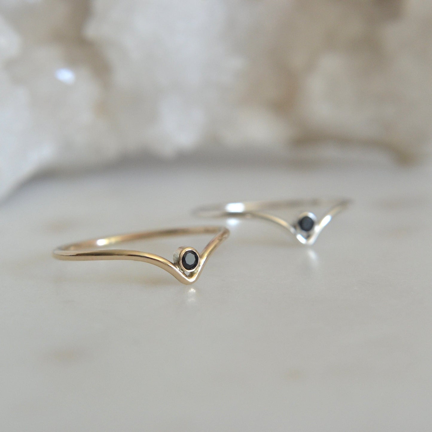 Chevron Black Spinel Ring