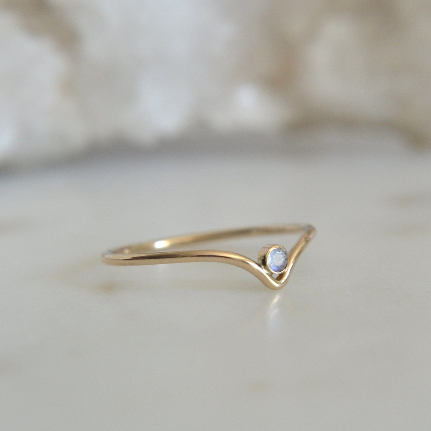 Chevron Moonstone Ring
