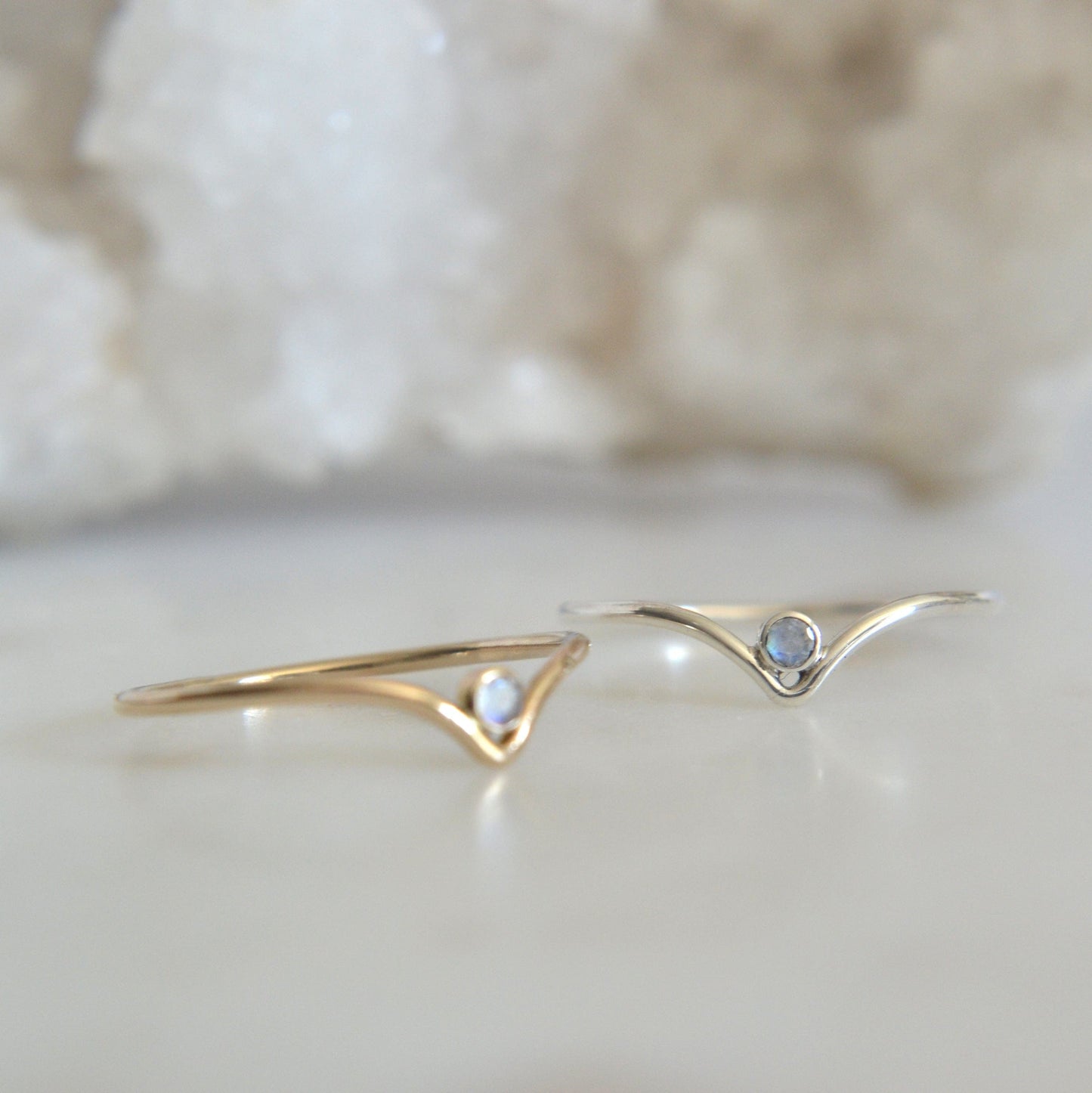 Chevron Moonstone Ring