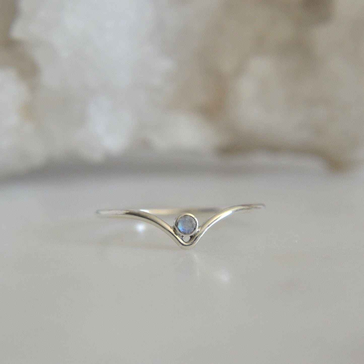 Chevron Moonstone Ring