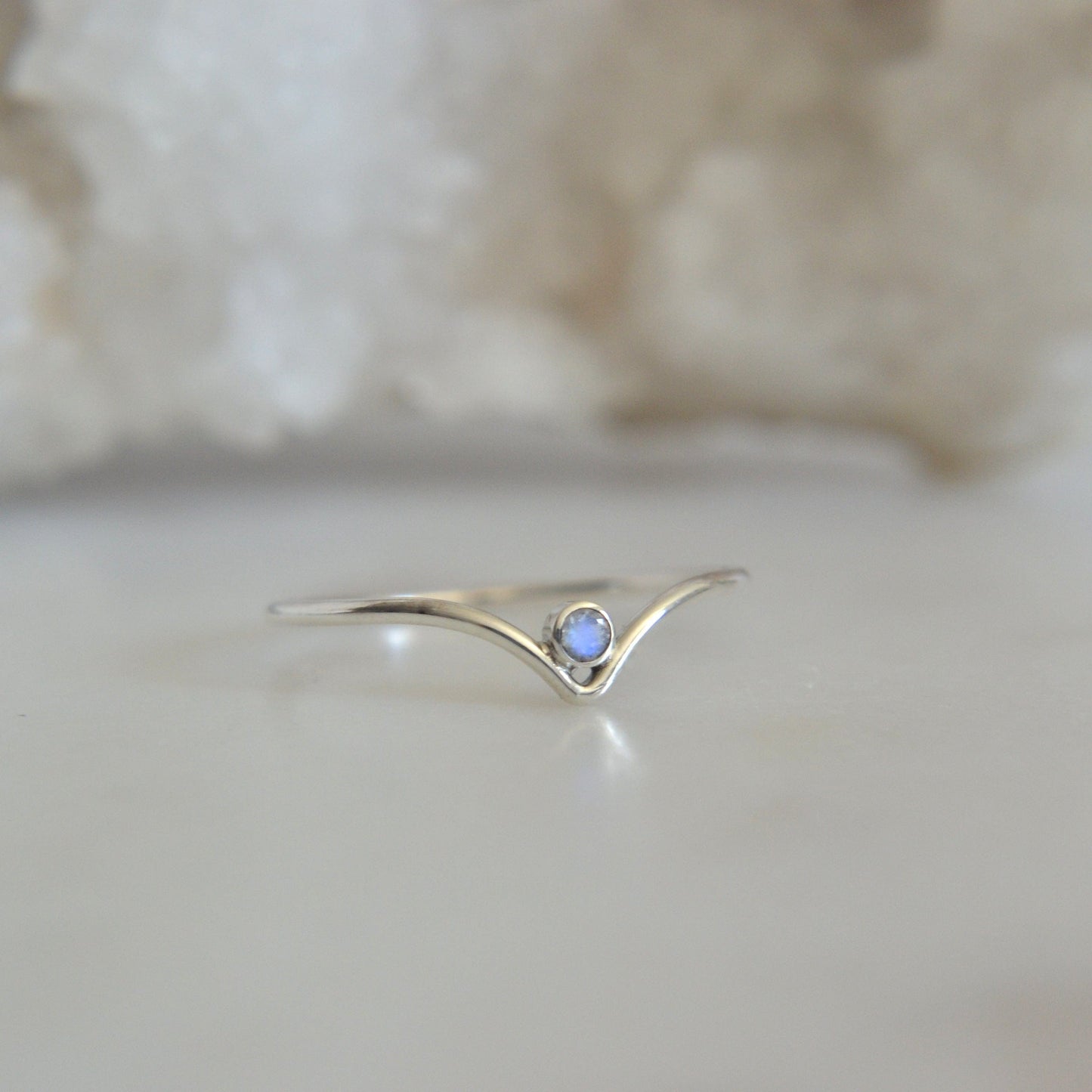 Chevron Moonstone Ring