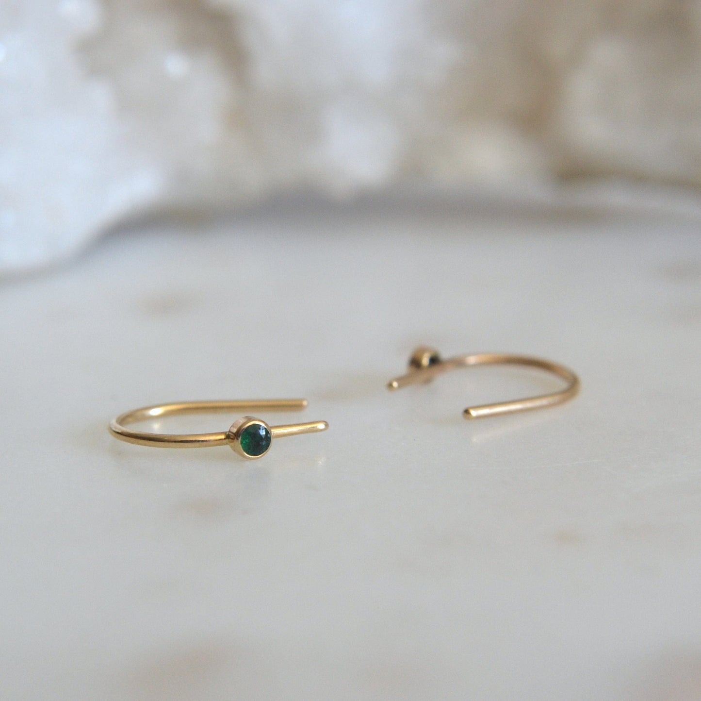 14k Emerald Arc Earrings