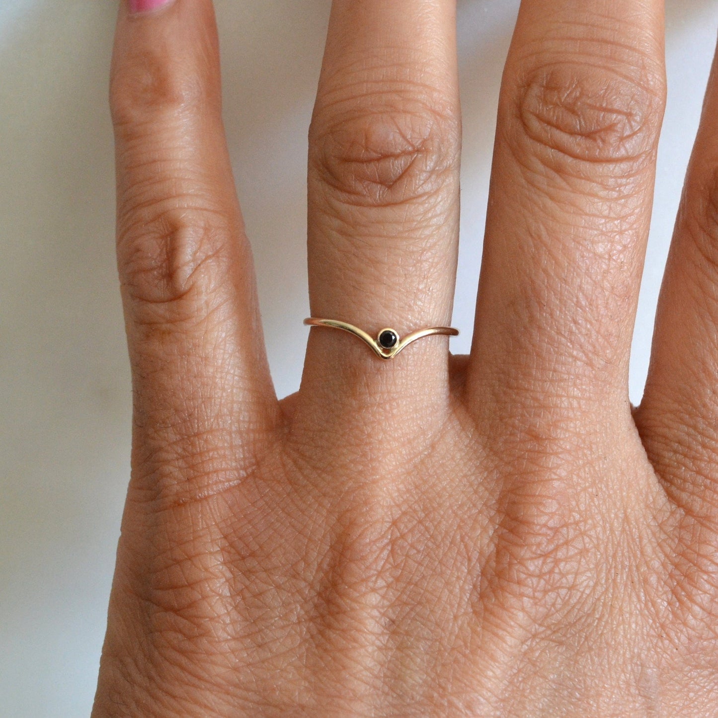 Chevron Black Spinel Ring