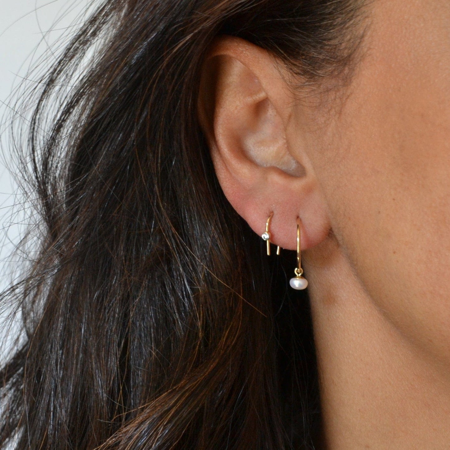 14k Mia Pearl Hoops