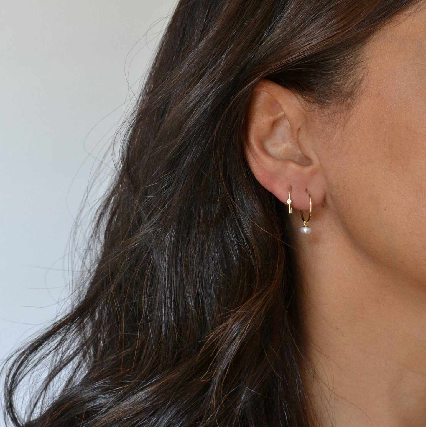 14k Mia Pearl Hoops