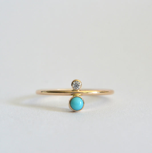 14k Turquoise & Diamond Ring
