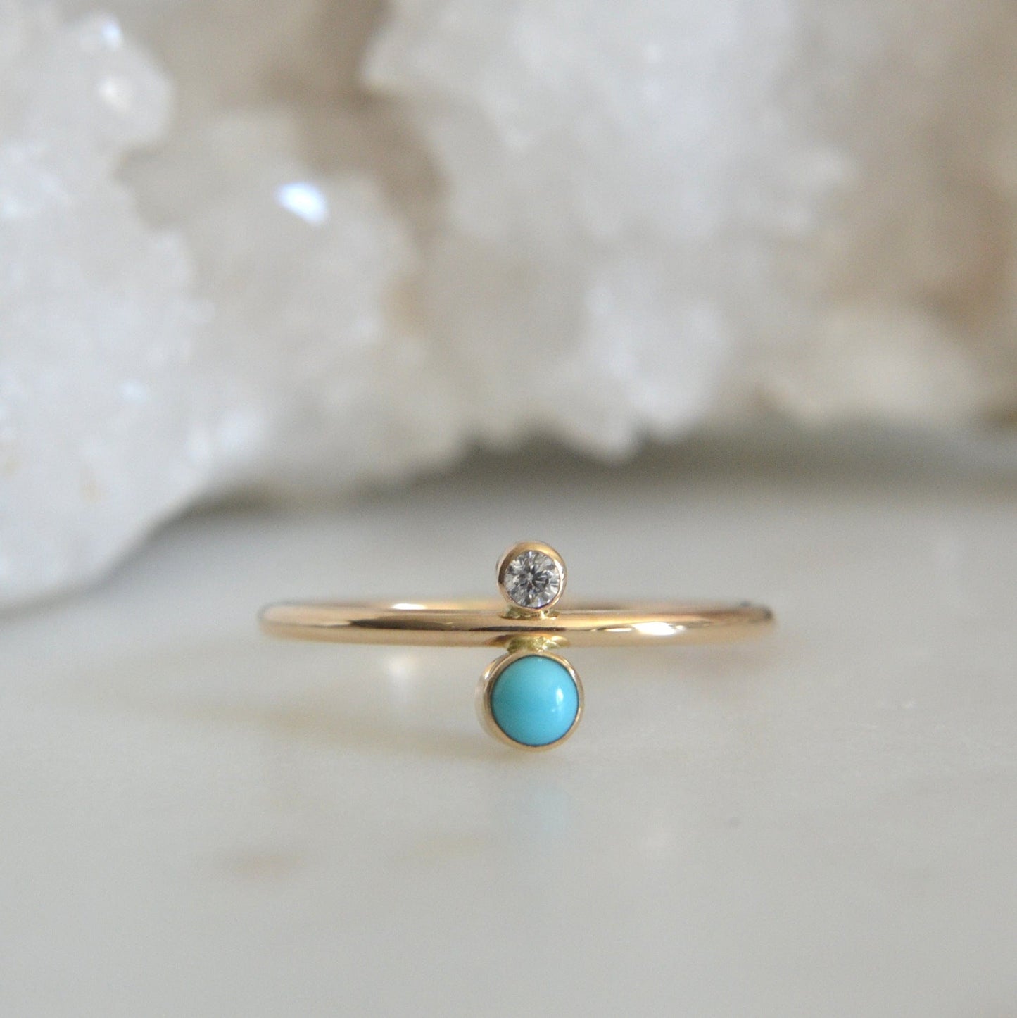 14k Turquoise & Diamond Ring