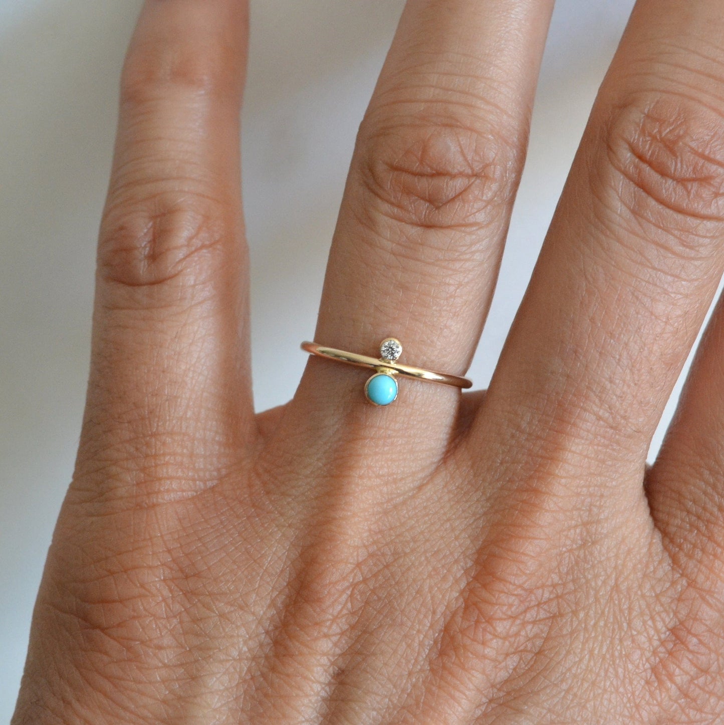 14k Turquoise & Diamond Ring