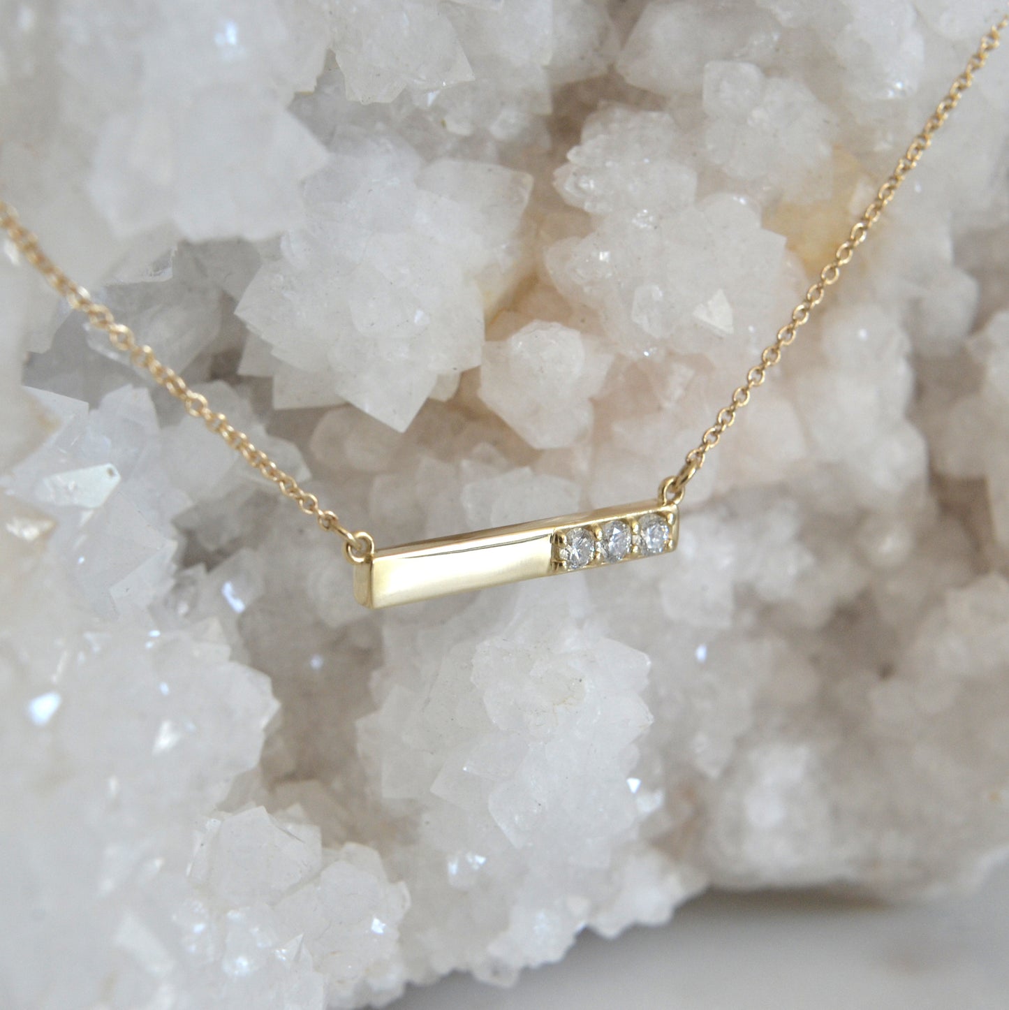 14k Diamond Bar Necklace