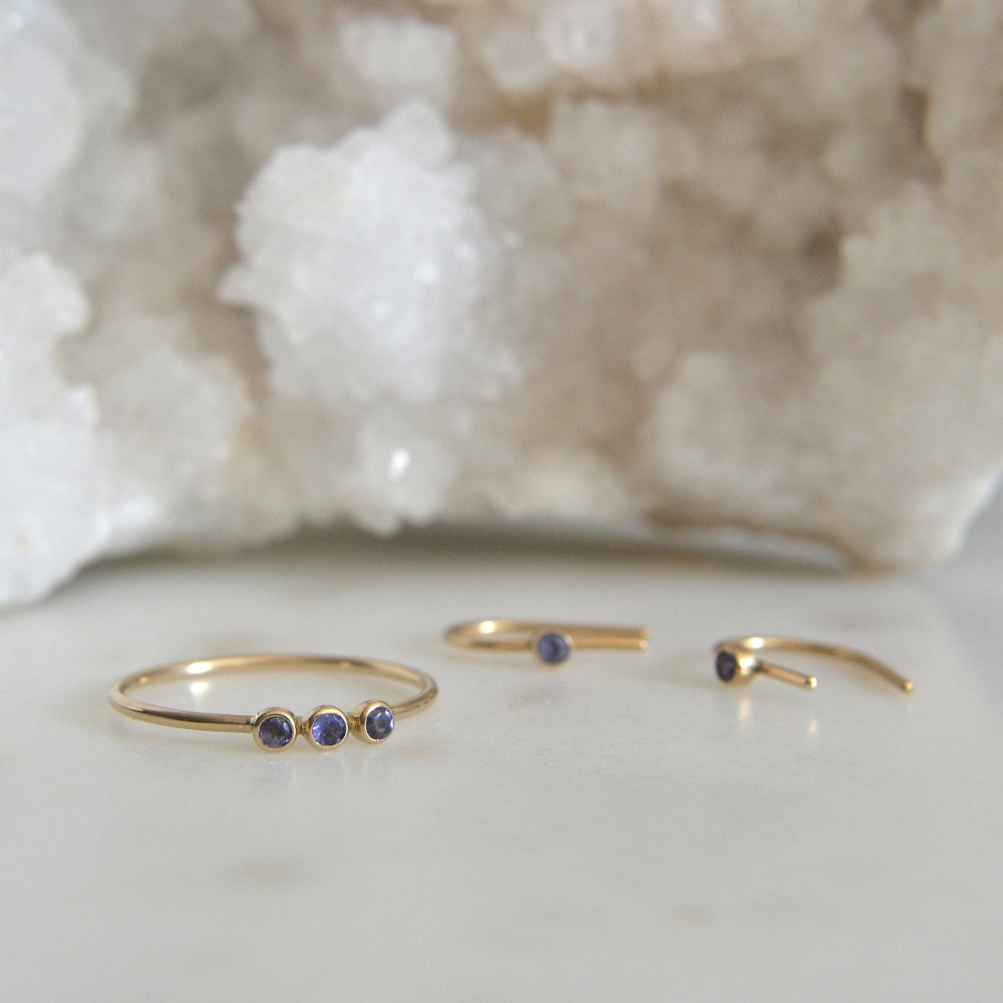 14k Tanzanite Trio Ring