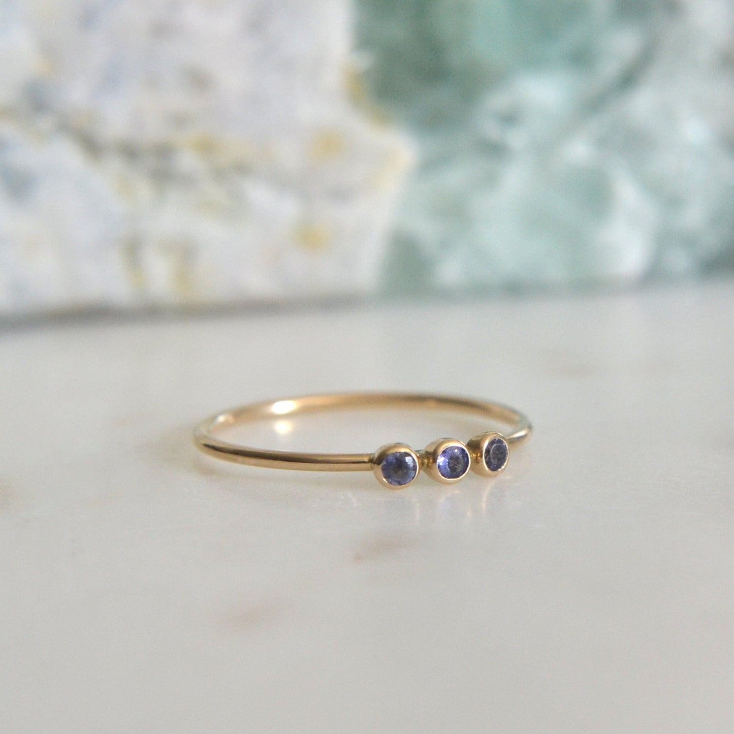 14k Tanzanite Trio Ring