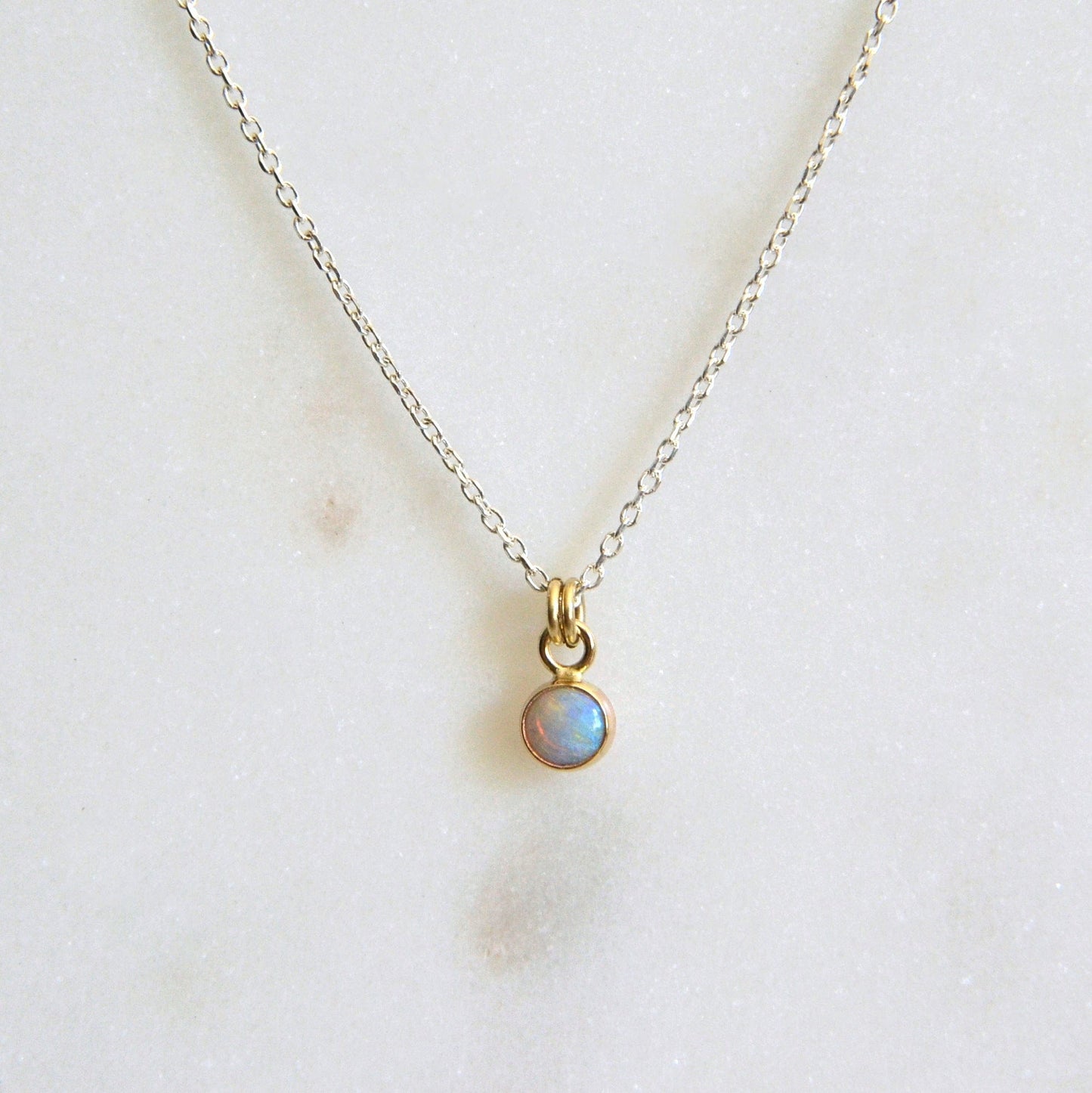14k & Silver Opal Necklace
