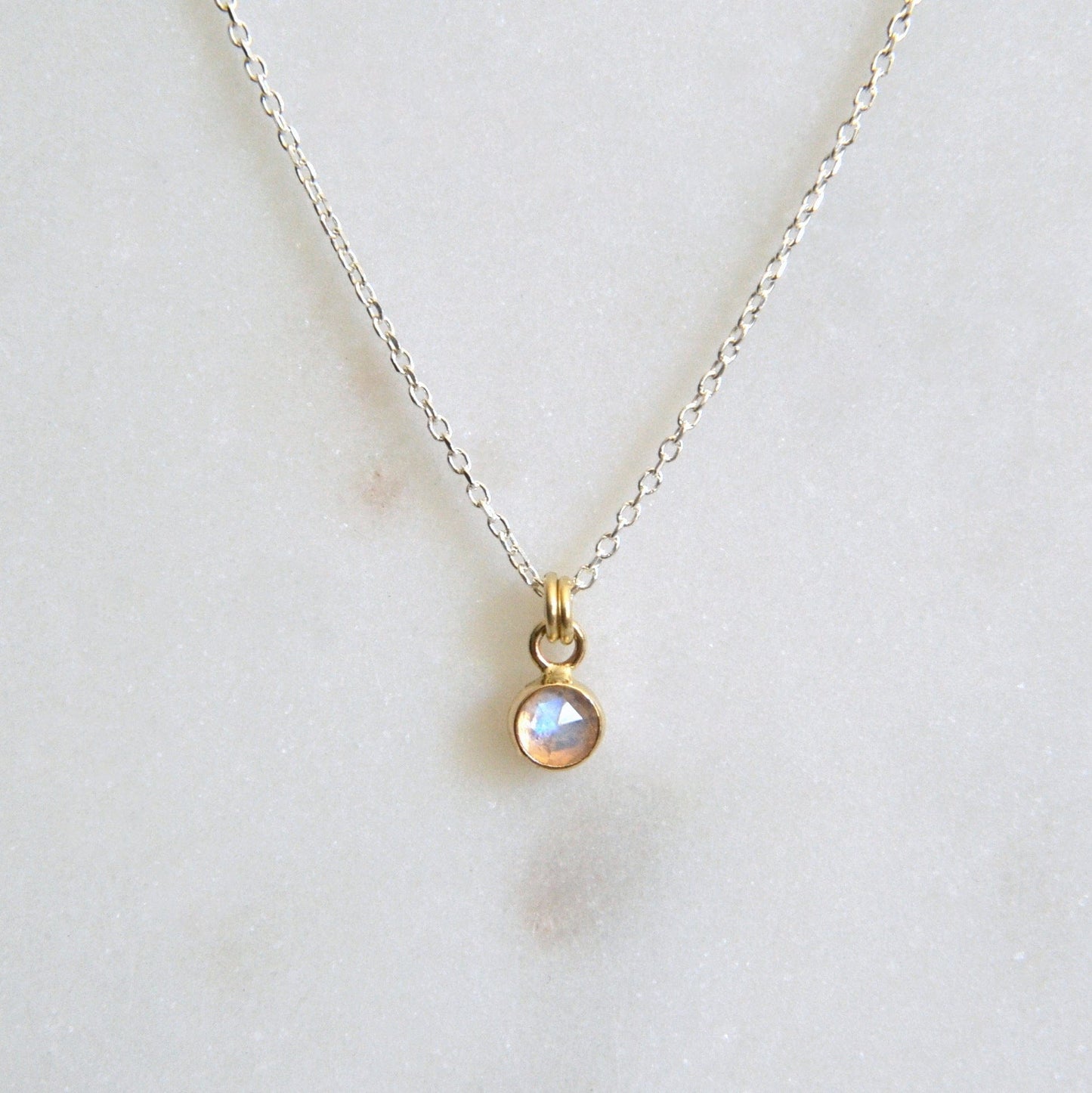 14k & Silver Moonstone Necklace