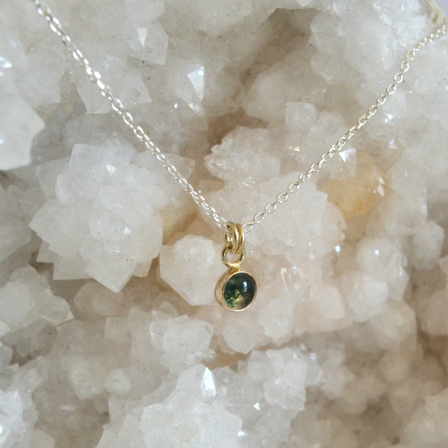 14k & Silver Moss Necklace