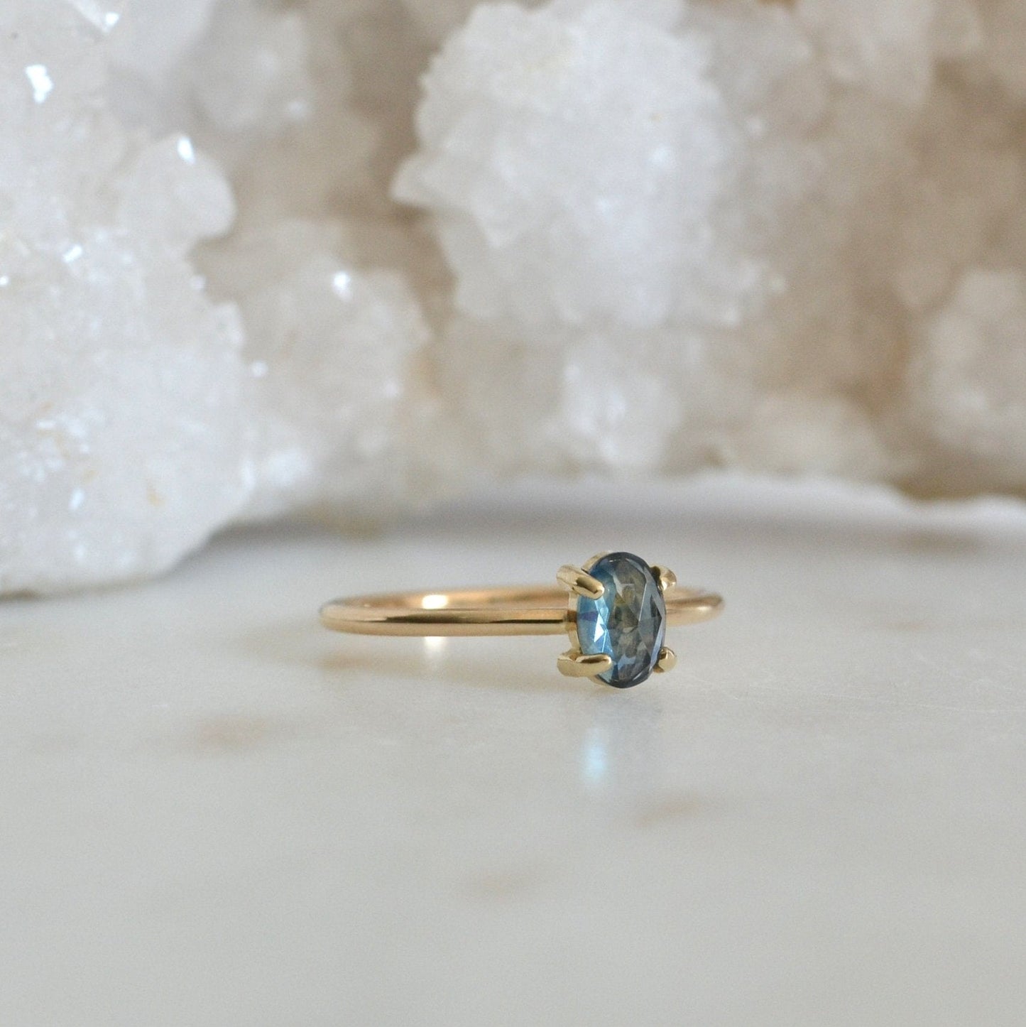 14k Oval Montana Sapphire Ring