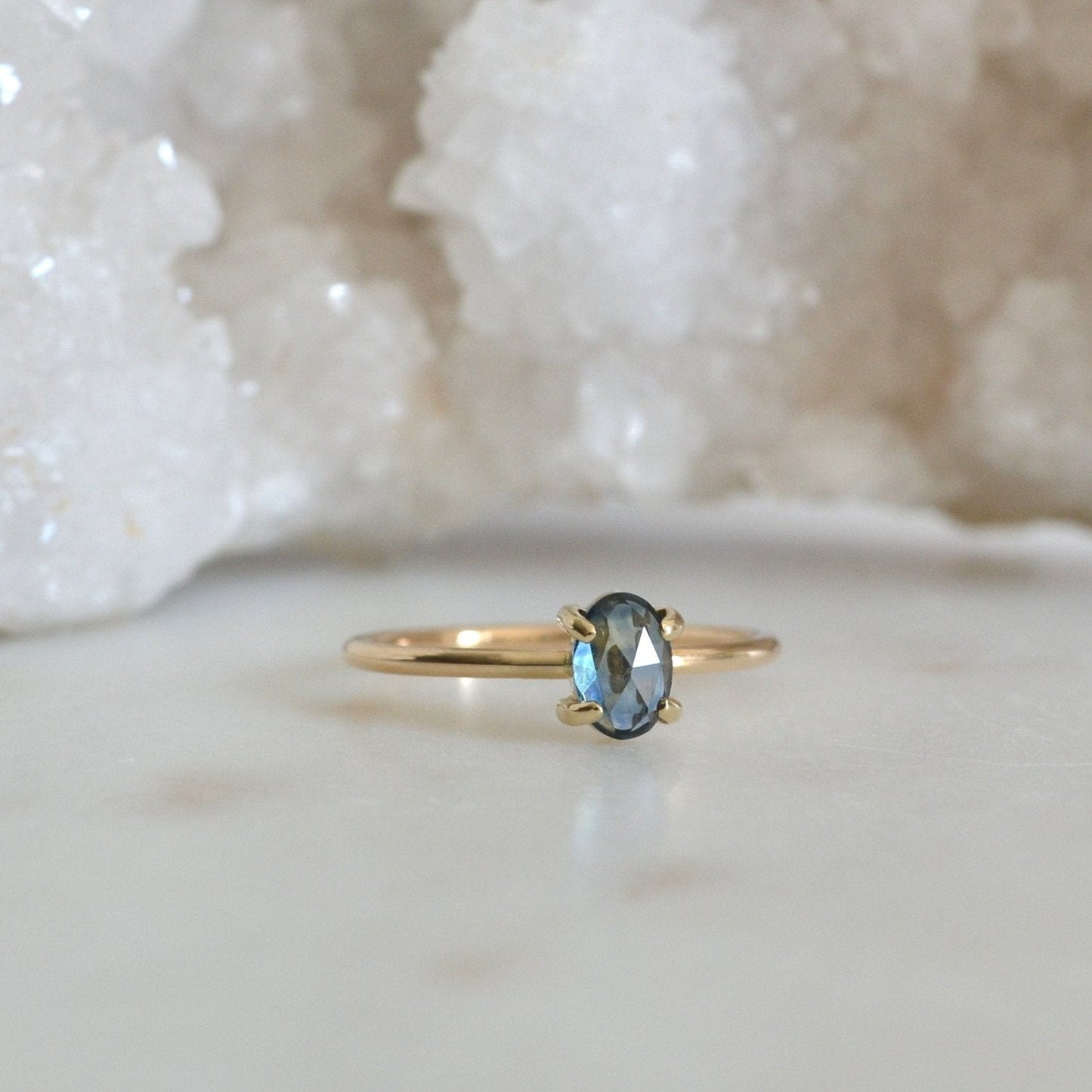 14k Oval Montana Sapphire Ring