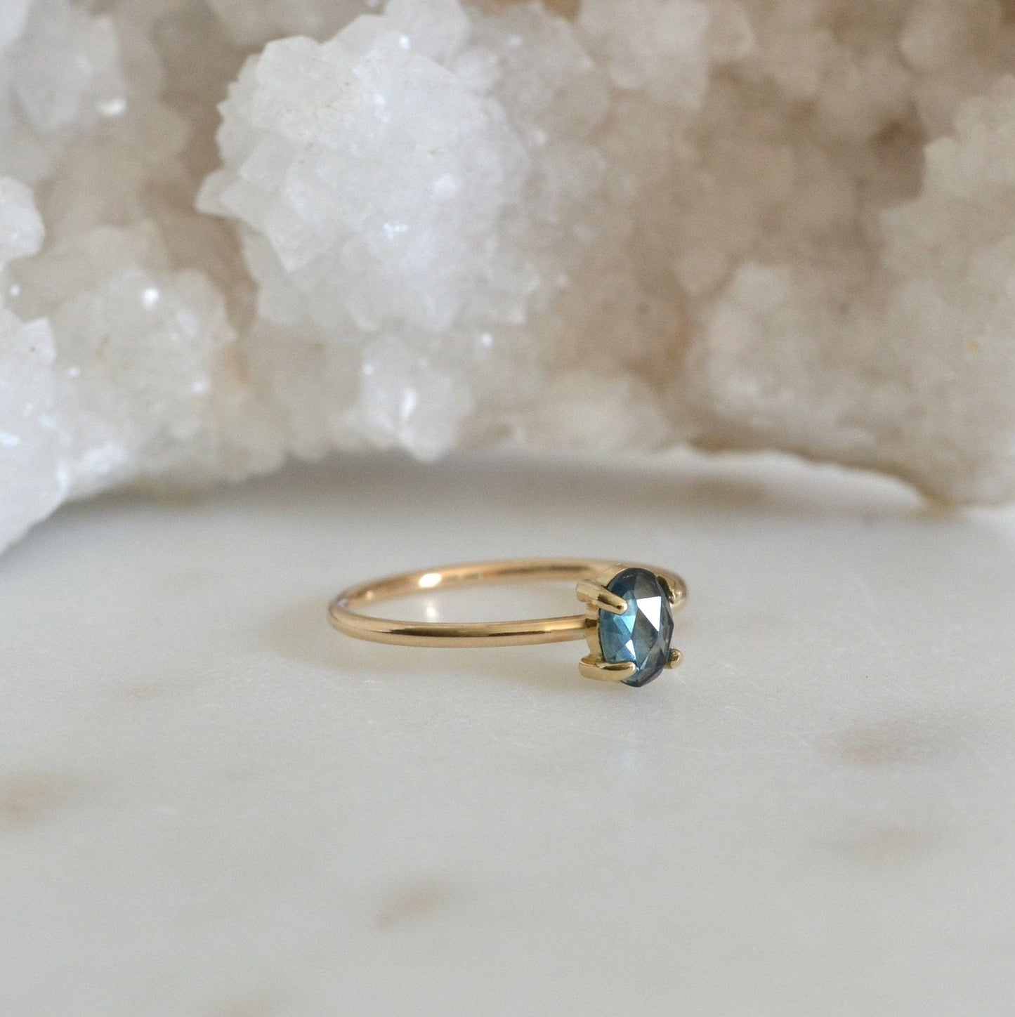 14k Oval Montana Sapphire Ring