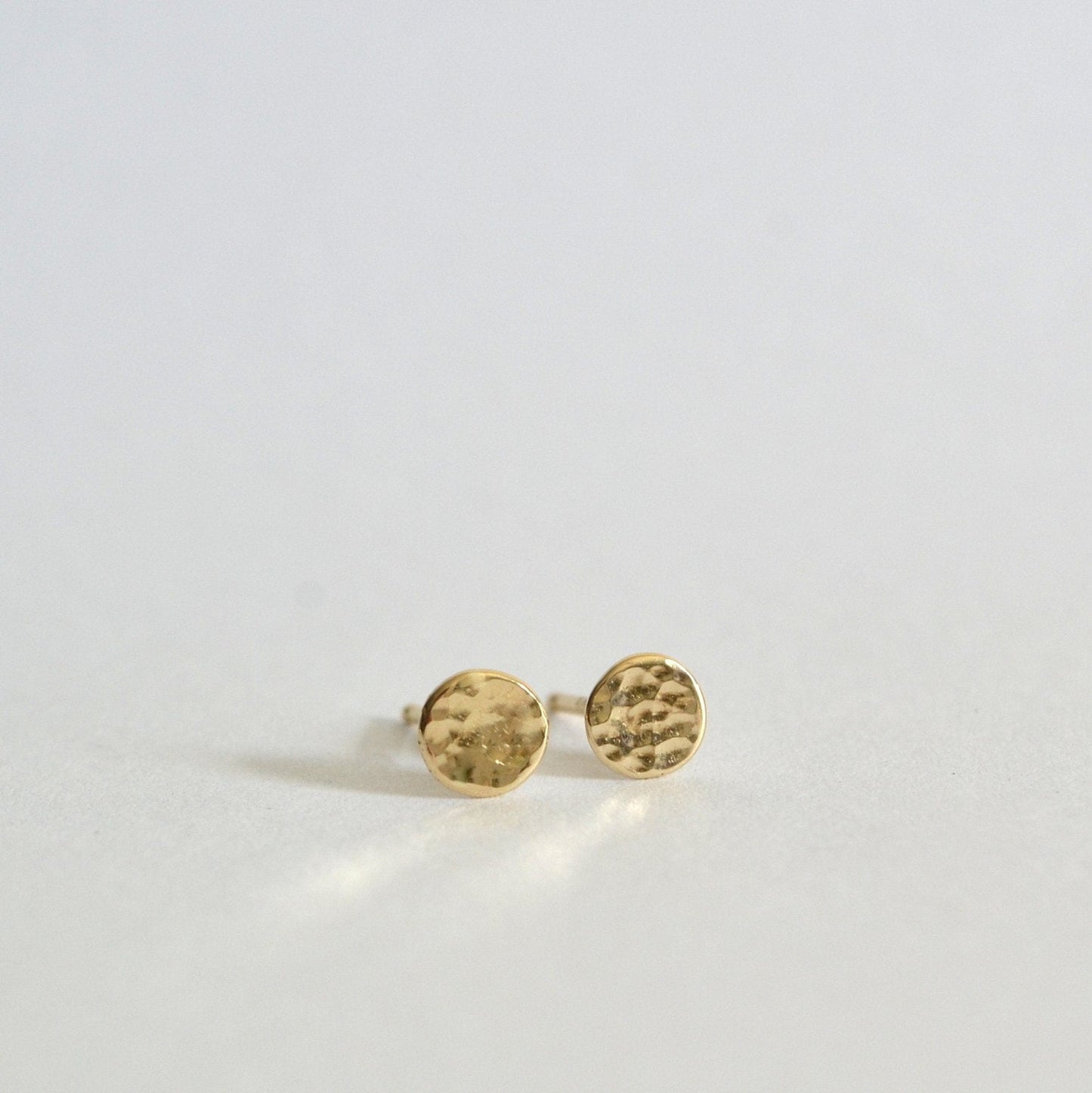 14k Hammered Disc Studs