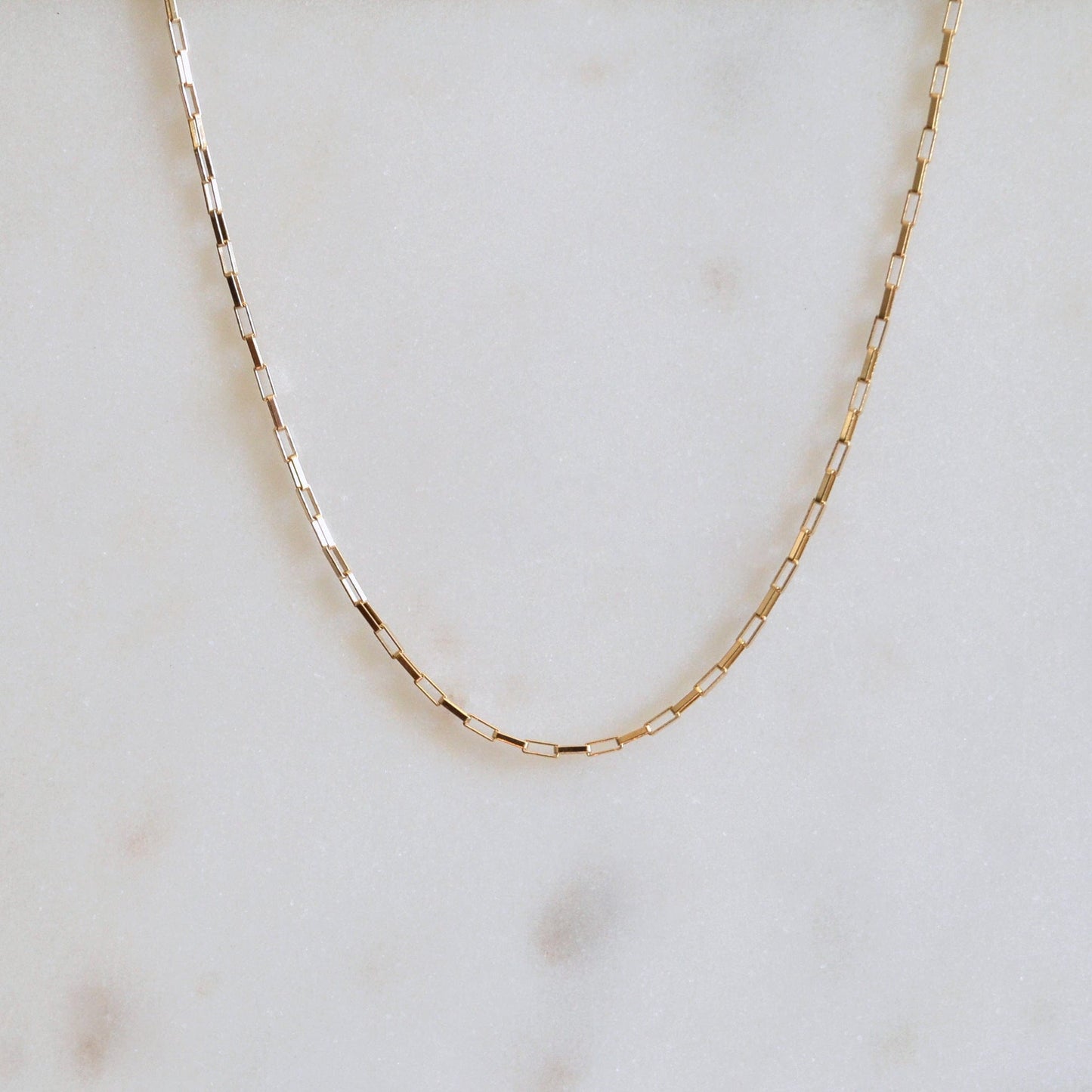 14k Long Box Necklace