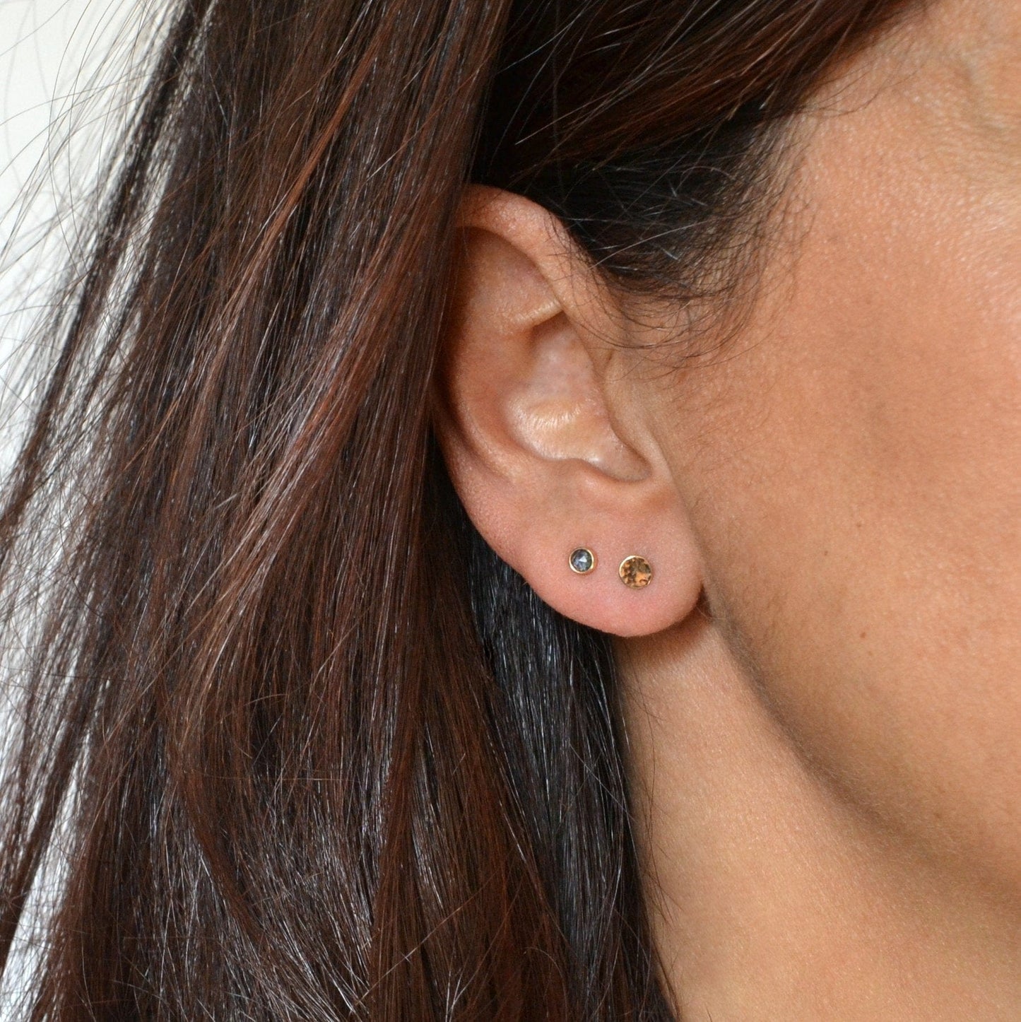 14k Hammered Disc Studs