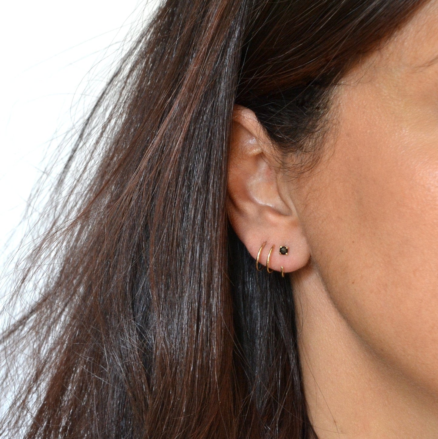 14k Black Diamond Huggies